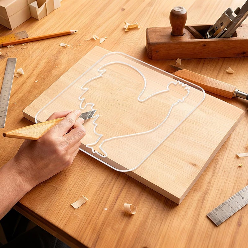 beinkmake Rooster Template Acrylic Clear Valet Tray Router Template for Woodworking Drawing Inlay Templates Board Handicraft Decorative Templates - Image 4